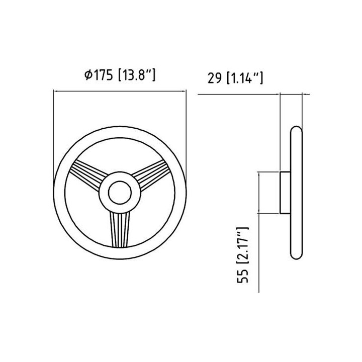 Uflex stuurwiel V26, RVS / Mahonie, 350 mm